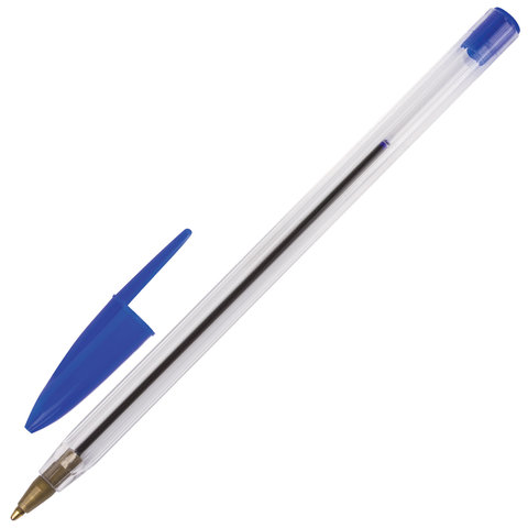 Ручка шариковая STAFF "Basic BP-01", письмо 750 метров, СИНЯЯ, длина корпуса 14 см, линия письма 0,5