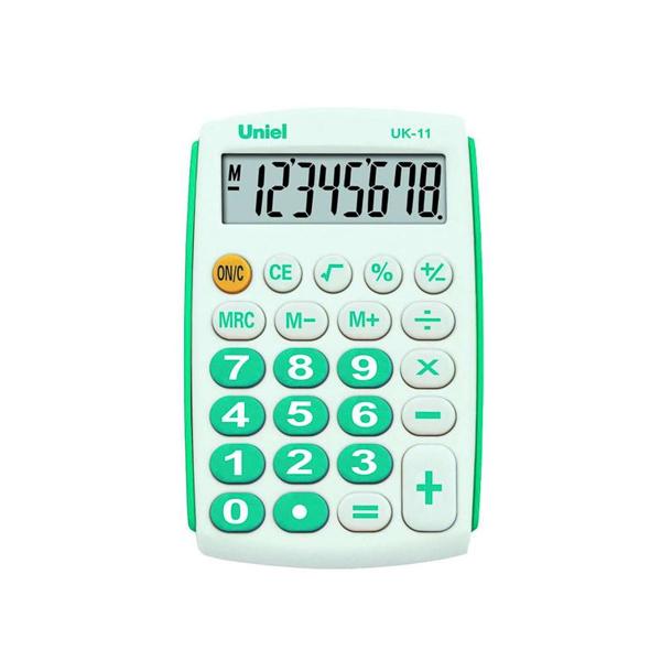 Калькулятор карманный 08-разрядный 6*10см бирюзовый е/п UNIEL UK-11B