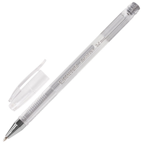 Ручка гелевая BRAUBERG "Jet", СЕРЕБРИСТАЯ, корпус прозрачный,
узел 0,5 мм, линия письма 0,35 мм, 14