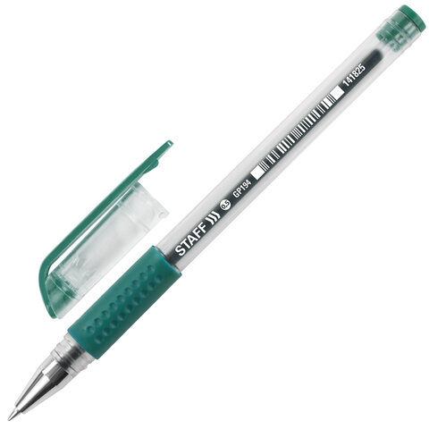 Ручка гелевая с грипом STAFF "EVERYDAY", ЗЕЛЕНАЯ, корпус
прозрачный, узел 0,5 мм, линия письма 0,35