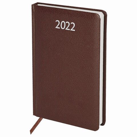 Ежедневник датированный 2022 А5 138x213 мм BRAUBERG "Profile", балакрон, коричневый, 112764