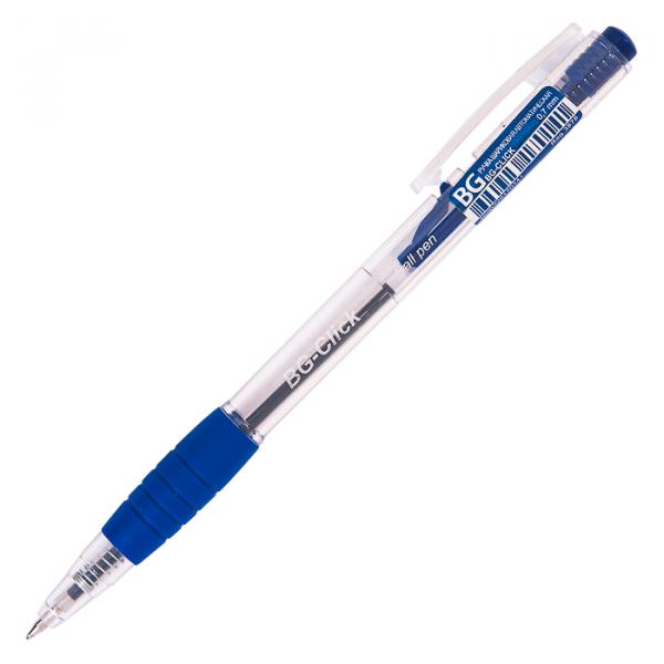 Ручка автомат "BG-Click" синяя 0.7/106мм корпус прозрачный рез.грип BG Rag 3878