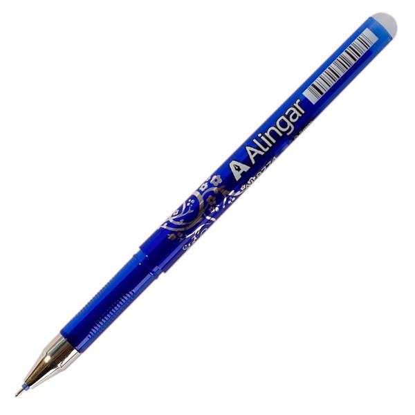 Ручка гелевая пиши-стирай "Серебряный узор" синяя 0.5/128мм/иг корпус синий ALINGAR AL8774