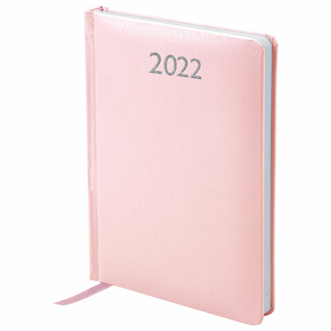 Ежедневник датированный 2022 А5 138x213 мм BRAUBERG "Profile", балакрон, светло-розовый