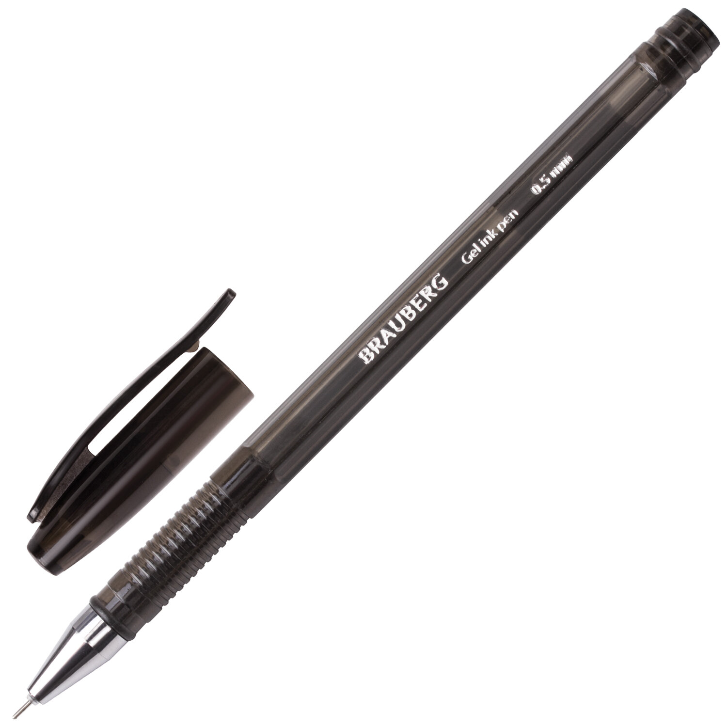 Ручка гелевая BRAUBERG "Income", ЧЕРНАЯ, корпус тонированный, игольчатый узел 0,5 мм, линия письма 0