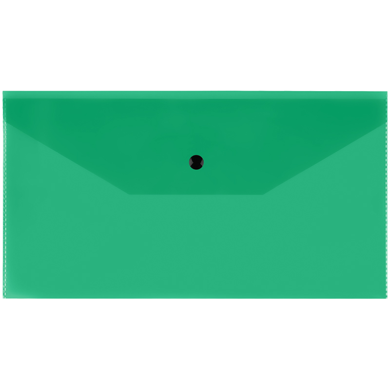 Папка-конверт на кнопке СТАММ, С6, 150мкм, прозрачная, зеленая