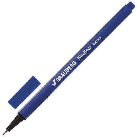 Ручка капилярная BRAUBERG Aero, СИНЯЯ, трехгранная, металлический наконечник, 0,4мм, 142253